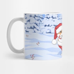 Cute Tan Corgi in Santa Christmas Costume Mug